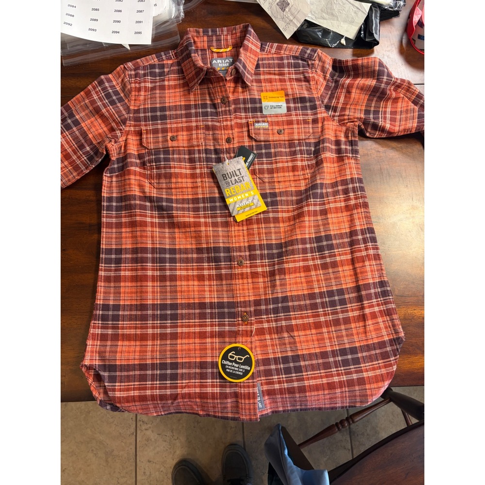 Ariat Rebar Women Durastretch Flannel LS Tunic Shirt Aragon Plaid 10062339 M